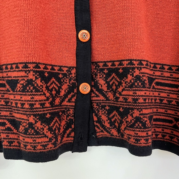 Orange and Black Button Down Sweater Shirt - Picture 4 of 4